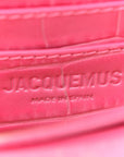 Calfskin Crocodile Embossed La Ceinture Bello Double Tour Belt Bag Pink