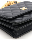 Lambskin Quilted CC Pearl Enamel Clutch on Chain WOC Black