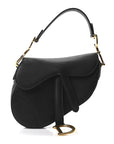Grained Calfskin Mini Saddle Bag Black