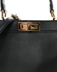 Vitello Seta Shiny Nappa Medium Peekaboo I SEE U Satchel Black Light Rose