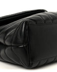 Calfskin Y Quilted Monogram Small Loulou Chain Satchel Black