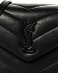 Calfskin Y Quilted Monogram Monochrome Toy Loulou Crossbody Bag Black