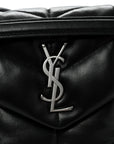 Lambskin Quilted Small Loulou Puffer Monogram Chain Satchel Black