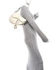 Grained Calfskin Saddle Bag White