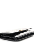 Glazed Calfskin Quilted Boy Wallet On Chain WOC Black