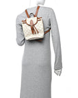 Triomphe Canvas Calfskin Mini Folco Backpack White