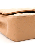 Caviar Quilted Medium Double Flap Beige