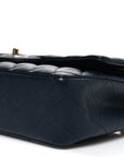 Caviar Quilted Medium Double Flap Navy