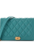 Caviar Quilted Boy Wallet On Chain WOC Light Blue