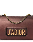 Metallic Calfskin J'AD1OR Chain Flap Bag Noisette