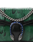 Snakeskin Enamel Small Dionysus Shoulder Bag Green