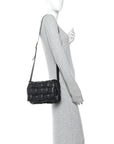 Nappa Maxi Intreccio Padded Cassette Crossbody Bag Black