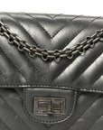 Metallic Aged Calfskin Chevron Quilted 2.55 Reissue Mini Flap Grey