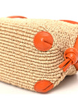 Raffia Calfskin Small Loop Top Handle Natural Burned Orange