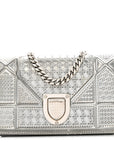 Metallic Patent Micro-Cannage Baby D1ORama Flap Bag Silver