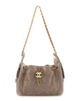Suede Quilted Mini CHNL 25 Handbag Dark Grey