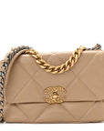 Lambskin Quilted Medium CHNL 19 Flap Dark Beige
