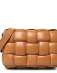 Nappa Maxi Intreccio Padded Cassette Crossbody Bag Caramel