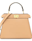 Shiny Nappa Petite Peekaboo I SEE U Satchel Miele Scuro