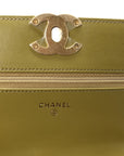 Lambskin Quilted CHNL 19 Wallet On Chain WOC Green