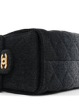 Washed Denim Quilted Mini CHNL 25 Handbag Black