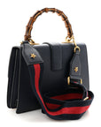 Moon Calfskin Bamboo Web Medium Dionysus Top Handle Bag Blue Emerald Hibiscus Red