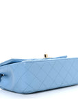 Lambskin Quilted Mini Rectangular Flap Light Blue
