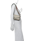 GG Supreme Monogram Textured Dollar Calfskin Web Mini Ophidia Envelope Shoulder Bag Beige Ebony New Acero