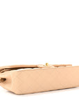 Lambskin Quilted Medium Double Flap Beige