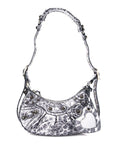 Metallic Agneau Arena Leopard Le Cagole Shoulder Bag XS Dark Grey