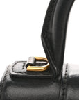 Shiny Box Calfskin Hourglass Top Handle Bag XS Black