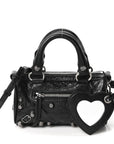 Agneau Arena Crystal Neo Nano Cagole Handbag Black