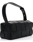 Lambskin Maxi Intrecciato Small Brick Cassette Bag Black
