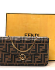 Vitello Soft F is FNDI Bi-Color FF 1974 Embossed Envelope Wallet On Chain with Pouches Maya Black