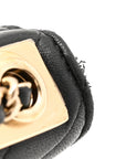 Lambskin Chevron Quilted Trendy CC Wallet On Chain WOC Black