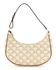 Canvas Calfskin Ava Triomphe Shoulder Bag White