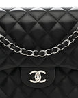Lambskin Quilted Jumbo Double Flap Black