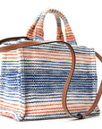 Canvas Calfskin Striped Triomphe Small Cabas Thais Multicolor