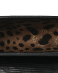 Lizard Embossed Crystal Embellished DG Millennials Mini Crossbody Bag Black