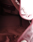 Shiny Crumpled Calfskin Quilted Medium CHNL 25 Handbag Dark Burgundy