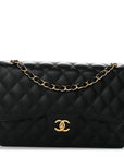 Caviar Quilted Jumbo Double Flap Black