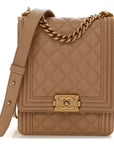 Caviar Quilted North South Boy Flap Beige