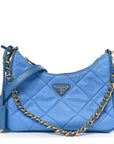 Re-Nylon Saffiano Stitched Mini Re-Edition 1995 Chaine Shoulder Bag Blue
