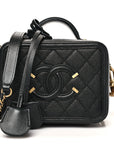 Caviar Quilted Small CC Filigree Vanity Case Black
