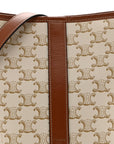 Triomphe Canvas Calfskin Small Bucket Bag White