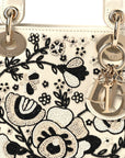 Smooth Calfskin Embroidered Beaded Floral Mini Lady D1OR White Multicolor