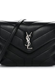 Calfskin Y Quilted Monogram Toy Loulou Crossbody Bag Black