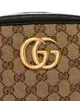 Monogram Matelasse Diagonal Small GG Marmont Chain Shoulder Bag Beige Black