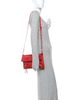 Chevre Gold Metallic Edge Hardware Envelope Clutch Rouge Grenade