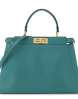 Vitello Morgan Fabric Jacquard Pequin Medium Peekaboo Iconic Satchel Lago Tobacco Black